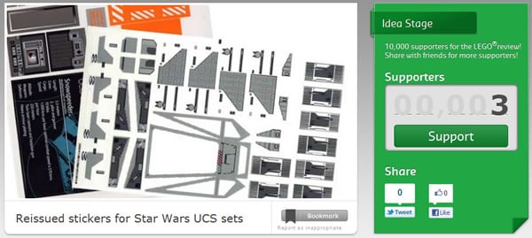 LEGO Cuusoo - Reissued stickers for Star Wars UCS sets project