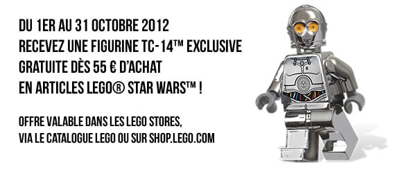 Recevez une figurine TC-14™ exclusive GRATUITE dès 55 € d'achat en articles LEGO® Star Wars™ !