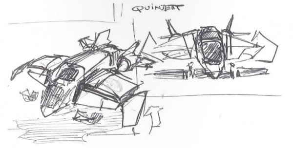 Quinjet early sketch by Luis F. Castaneda