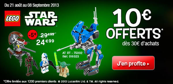 Toys R Us - Réduction sur la gamme LEGO Star Wars