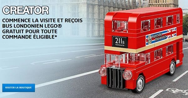 Jusqu'au 22 octobre : Set LEGO Creator 40220 Mini London Bus offert