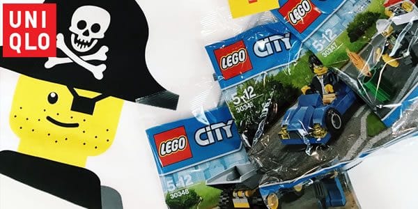 Polybags LEGO City offerts chez UNIQLO : 30346 Prison Island Helicopter, 30347 Fire Car, 30348 Mini Dumper, 30349 Sports Car ou 30422 Kai's Mini Dragon