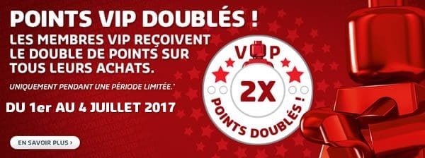 Points VIP doublés du 1er au 4 juillet 2017 sur le LEGO Shop LEGO