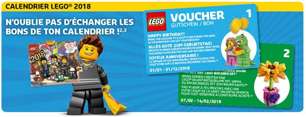 Store Calendar LEGO de janvier/février 2018