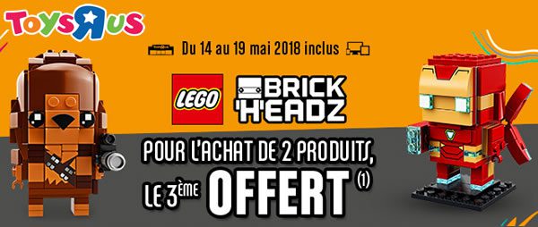 Chez Toys R Us : 2 BrickHeadz LEGO achetés, le 3ème offert