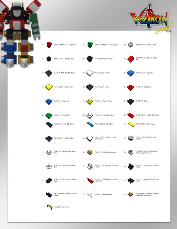 lego ideas 21311 voltron micro model parts list