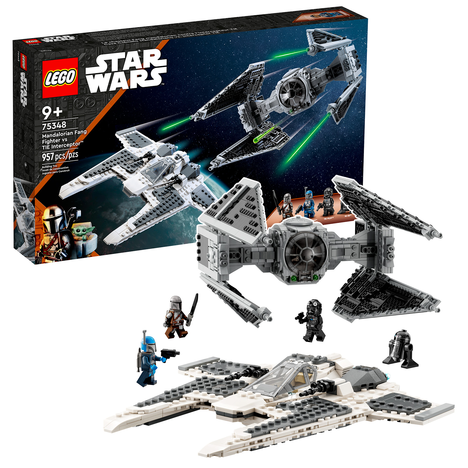 LEGO Star Wars 75348 Mandalorian Fang Fighter vs. TIE Interceptor: set ...