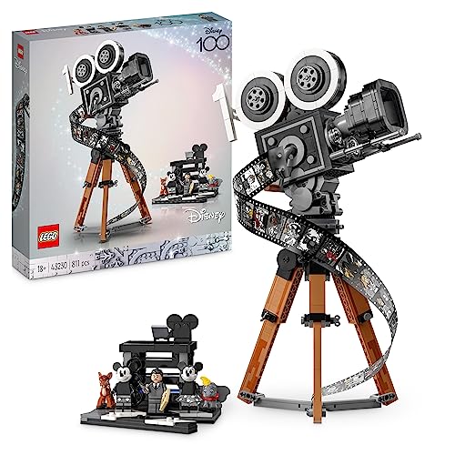 LEGO Disney La Caméra Hommage à Walt Disney - Set du 100e Anniversaire pour Adultes avec Minifigurines Mickey et Minnie Mouse et Figurines de Bambi et Dumbo - Cadeaux pour Femmes et Hommes 43230