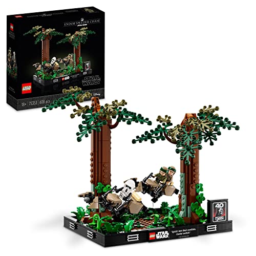 LEGO Star Wars Diorama de la Course-Poursuite en Speeder sur Endor - Maquette et Modélisme avec Luke Skywalker, Princesse Leia et Scout Trooper Plus Speeder Bikes - Collection Le Retour du Jedi 75353