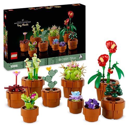 LEGO 10329 Icons Les Plantes Miniatures, 9 Fleurs Artificielles à Construire, Set Collection Botanique avec, Accessoire de Décoration pour Maison, Idée Cadeau d'anniversaire pour Femmes ou Hommes