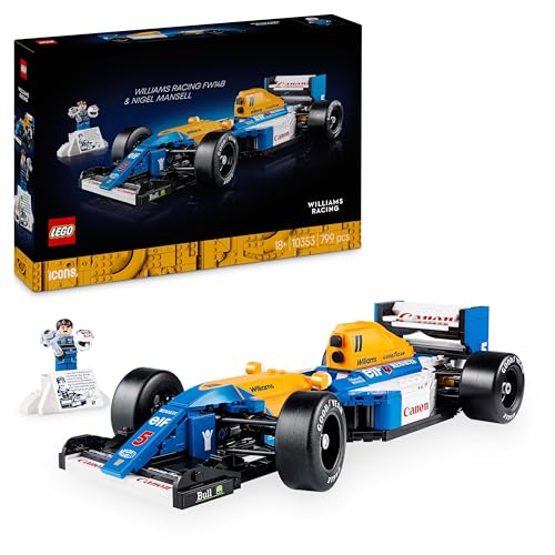 Lego Icons Williams Racing FW14B et Nigel Mansell - Maquette de Voiture de F1 - Inclut minifigurine Collector de Pilote avec trophée et Casque - Idée Cadeau pour Adulte et Adolescent 10353