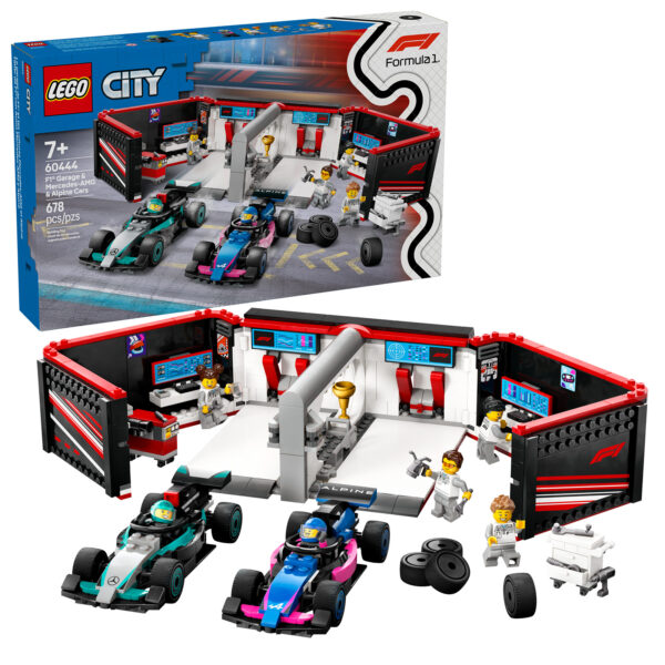 60444 lego city f1 garage mercedes amg alpine cars