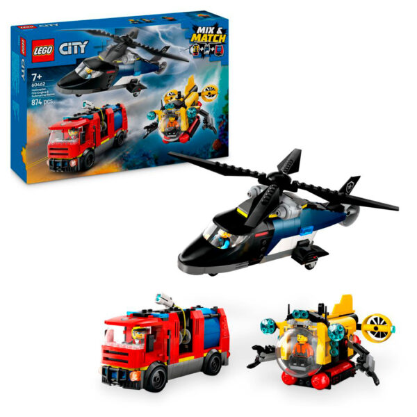 60462 lego city helicopter fire engine submarine remix