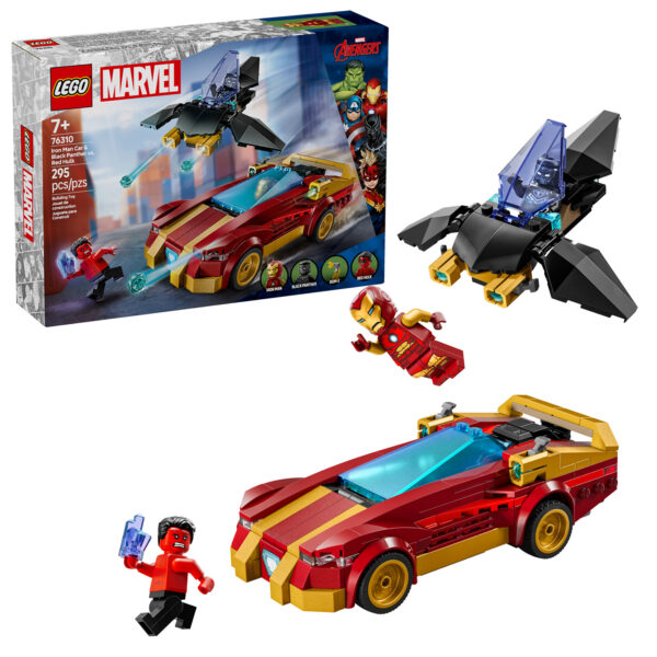 76310 lego marvel iron man car black panther vs red hulk