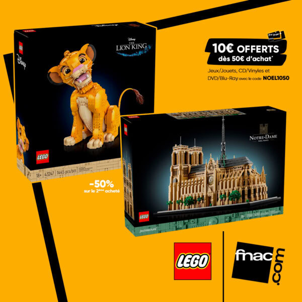 Journées Noël chez FNAC : 10 € offerts dès 50 € d'achat et le 2ème produit LEGO à -50 %