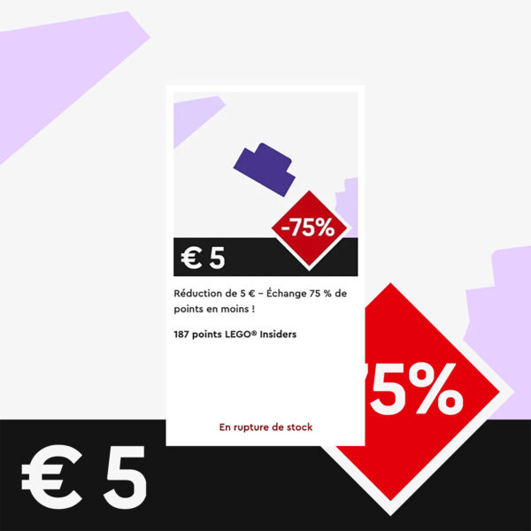 Sur le centre des récompenses Insiders : le bon de 5 € à prix réduit est désormais "en rupture de stock"