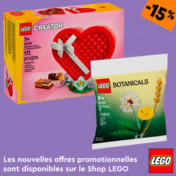 Sur le Shop LEGO : prolongation pour le set 40759 Celebration Series : 2. Valentine's Day Box et polybag BOTANICALS offert